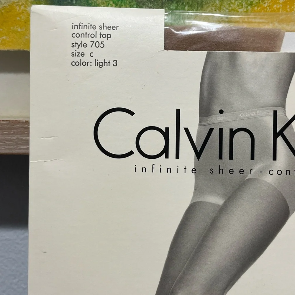 Calvin Klein Infinite Sheer Control Top Pantyhose Sz C Light 3 #705 Vintage 90s